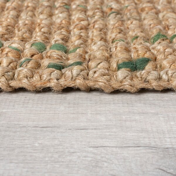 Зелено-естествен двустранен ръчно изработен ютен килим 120x170 cm Jute Boucle Green – Flair Rugs
