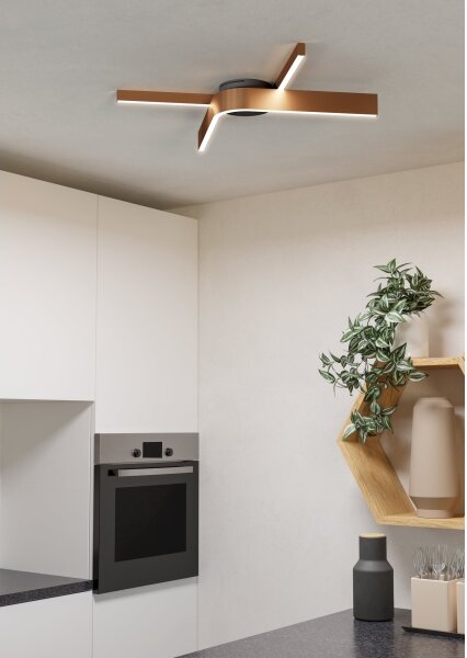 Eglo 901863 - LED RGBW димируемо таванно осветително тяло FOLCINO-Z 2xLED/18W/230V медно/черно