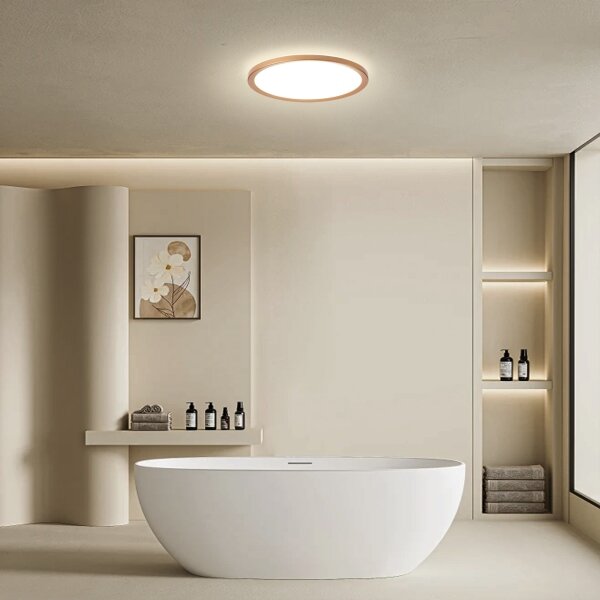 Brilagi - LED таванно осветително тяло за баня ULTRA SLIM LED/18W/230V Ø 30 см розово злато IP54