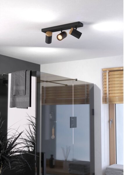 Eglo 300002 - Осветително тяло за баня CONSUMA 3xGU10/3W/230V IP44 черно/бежово