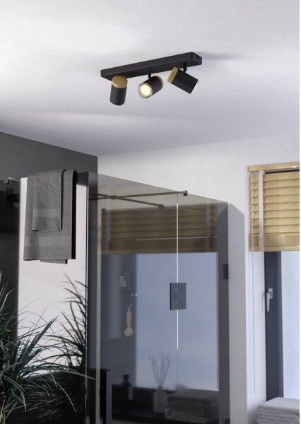 Eglo 300002 - Осветително тяло за баня CONSUMA 3xGU10/3W/230V IP44 черно/бежово