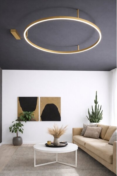 Ideal Lux - LED таванно осветително тяло ORACLE SLIM LED/37W/230V 4000K с диаметър 70 см, златисто