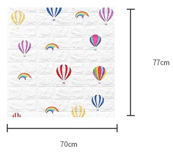 3D тапет бели тухли с балони - 3мм