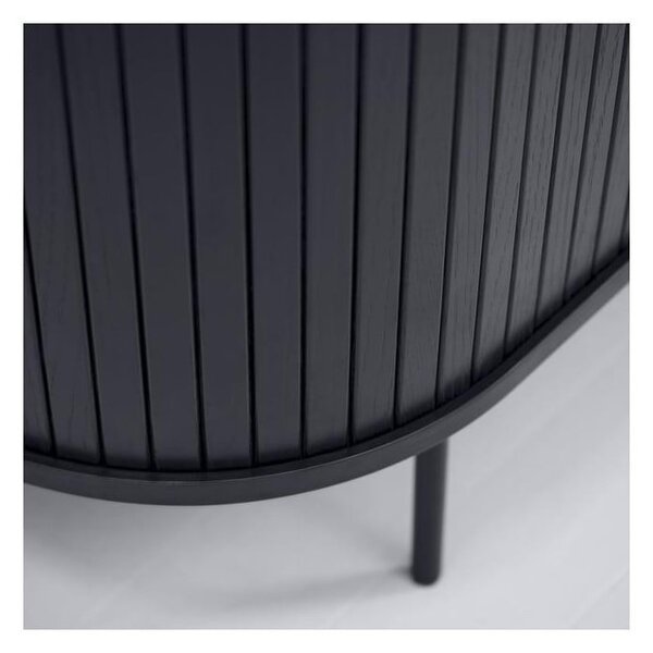 Черна телевизионна масичка от дъб 56x180 cm Nola - Unique Furniture