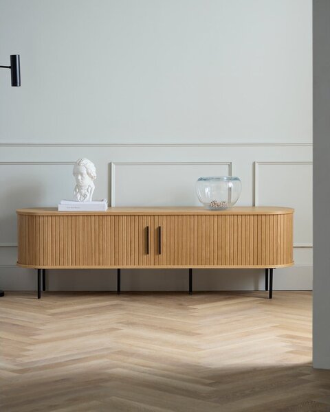 Масичка за телевизор с дъбов декор в естествен цвят 56x180 cm Nola - Unique Furniture