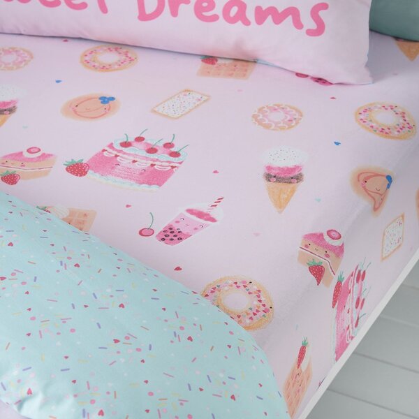 Розов еластичен единичен детски чаршаф 90x190 cm Sweet Treats – Catherine Lansfield