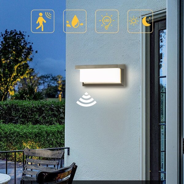 Brilagi-LED Екстериорен аплик със сензор BRICKY LED/12W/230V сив IP54