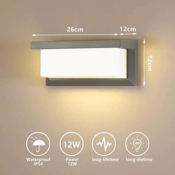 Brilagi - LED Екстериорен аплик BRICKY LED/12W/230V сив IP54