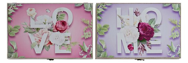 Покривки DKD Home Decor Счетоводител Розов Дървен MDF Люляк (2 pcs) (46 x 6 x 32 cm)