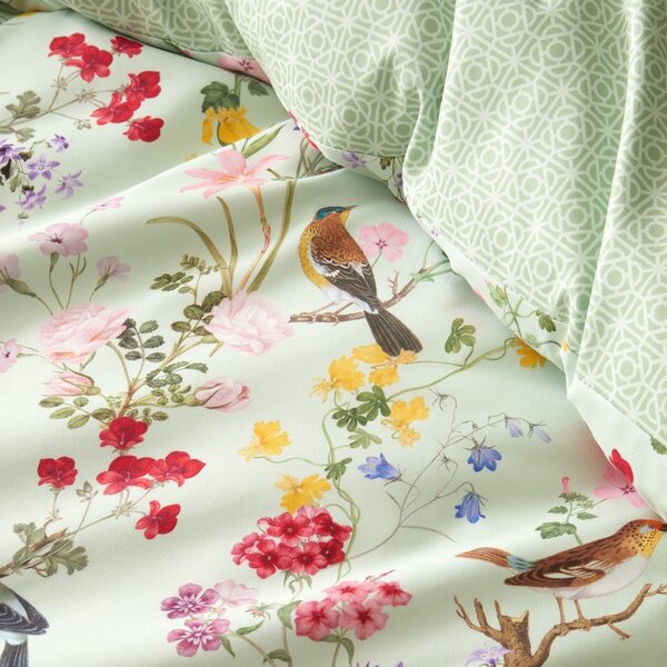 Зелено единично спално бельо 135x200 cm Birds In Bloom – RHS