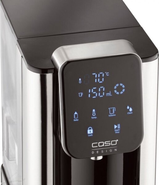 Диспенсър за гореща вода Caso HW 660 1879, 2600W, 2.7 л, 7 темп настройки, 40-100°C, Сензорно управление, Филтър, Черен/инокс