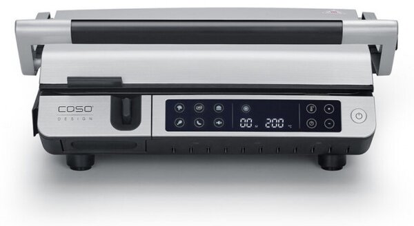 Електрическа скара 3в1 Caso Germany SteakMaster Pro, 2000W, 34х24 см, 80-240°C, Керамично покритие, Таймер, Сензорно управление, Инокс/черен