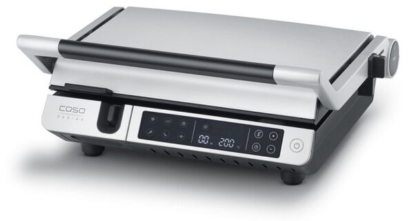 Електрическа скара 3в1 Caso Germany SteakMaster Pro, 2000W, 34х24 см, 80-240°C, Керамично покритие, Таймер, Сензорно управление, Инокс/черен