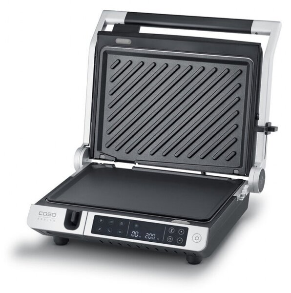 Електрическа скара 3в1 Caso Germany SteakMaster Pro, 2000W, 34х24 см, 80-240°C, Керамично покритие, Таймер, Сензорно управление, Инокс/черен