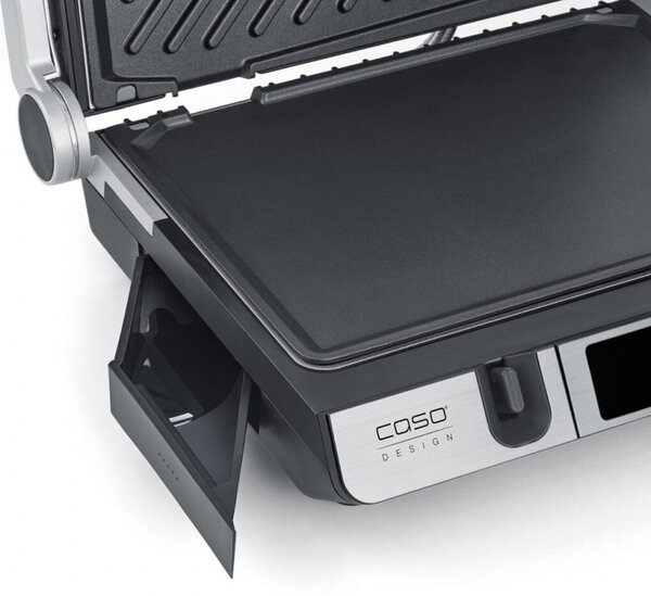 Електрическа скара 3в1 Caso Germany SteakMaster Pro, 2000W, 34х24 см, 80-240°C, Керамично покритие, Таймер, Сензорно управление, Инокс/черен