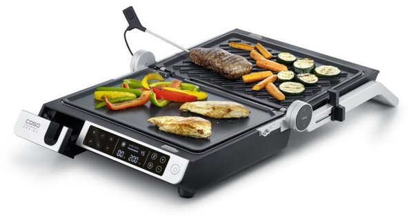 Електрическа скара 3в1 Caso Germany SteakMaster Pro, 2000W, 34х24 см, 80-240°C, Керамично покритие, Таймер, Сензорно управление, Инокс/черен