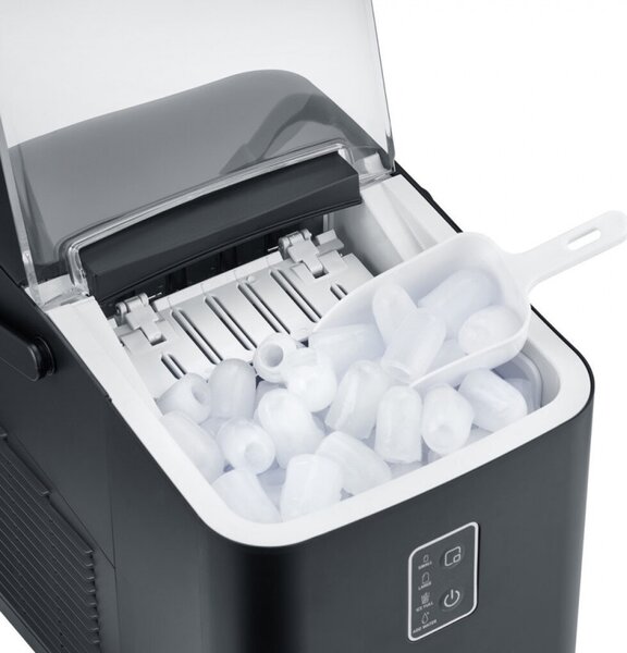 Ледогенератор Caso IceChef Compact 3401, 120W, 1 л, 12 кг/24 ч, 2 размера, Самопочистване, Компресорен, Черен мат