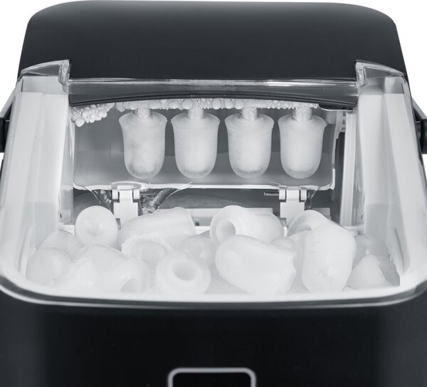 Ледогенератор Caso IceChef Compact 3401, 120W, 1 л, 12 кг/24 ч, 2 размера, Самопочистване, Компресорен, Черен мат