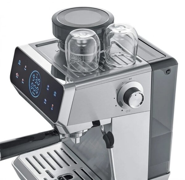 Еспресо машина Caso EspressoGourmet&Grind, 1500W, 20 bar, 1.8 л, Ulka, Pre-infusion, Cold Brew Сензорно управление, Мелачка, Портафилтър, Инокс
