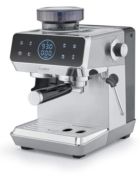 Еспресо машина Caso EspressoGourmet&Grind, 1500W, 20 bar, 1.8 л, Ulka, Pre-infusion, Cold Brew Сензорно управление, Мелачка, Портафилтър, Инокс