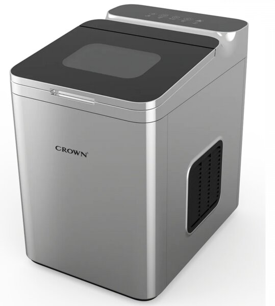 Ледогенератор Crown ICM-625S, 112W, 12 кг/24 ч, 1.5 л, 2 размера, Самопочистване, R600a, Индикатори, Инокс