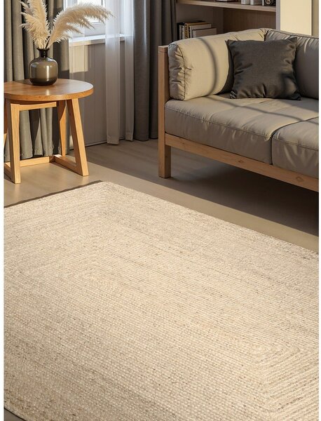 Кремав двустранен/ръчно изработен ютен килим 60x90 cm Juno – Hanse Home