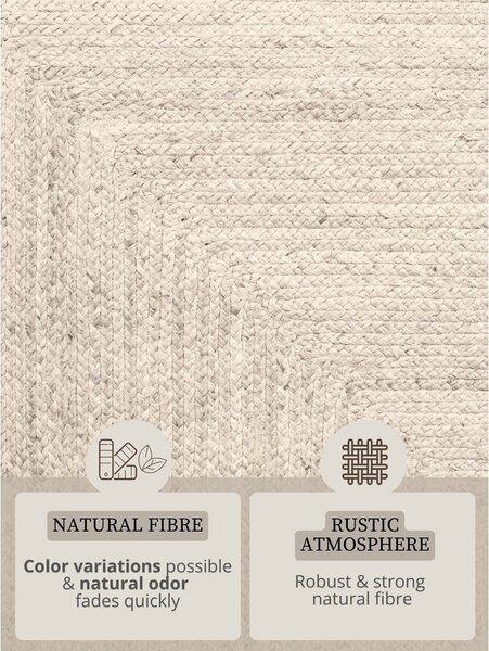 Кремав двустранен/ръчно изработен ютен килим 60x90 cm Juno – Hanse Home