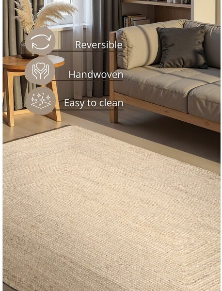 Кремав двустранен/ръчно изработен ютен килим 60x90 cm Juno – Hanse Home