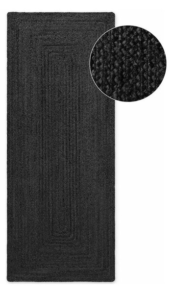Черна двустранна/ръчно изработена ютена пътека 80x200 cm Juno – Hanse Home