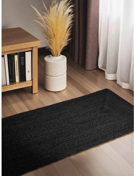 Черна двустранна/ръчно изработена ютена пътека 80x200 cm Juno – Hanse Home