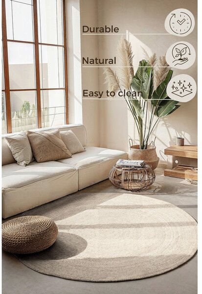 Кремав двустранен/ръчно изработен ютен кръгъл килим ø 200 cm Braided – Hanse Home