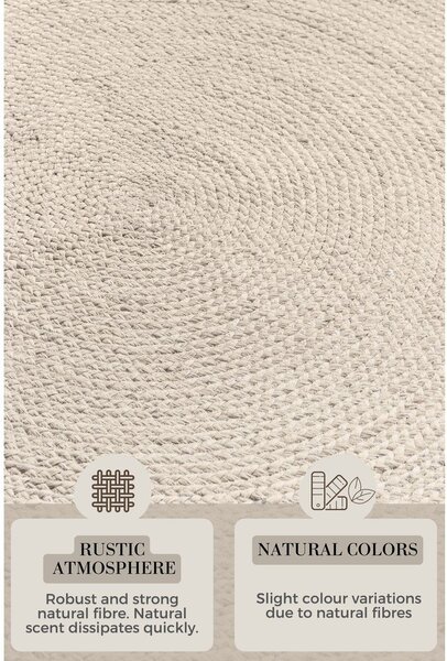 Кремав двустранен/ръчно изработен ютен кръгъл килим ø 200 cm Braided – Hanse Home