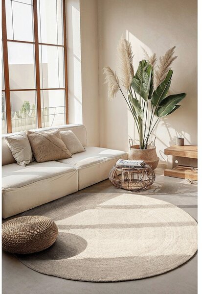 Кремав двустранен/ръчно изработен ютен кръгъл килим ø 200 cm Braided – Hanse Home