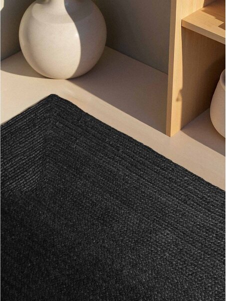 Черен двустранен/ръчно изработен ютен килим 60x90 cm Juno – Hanse Home