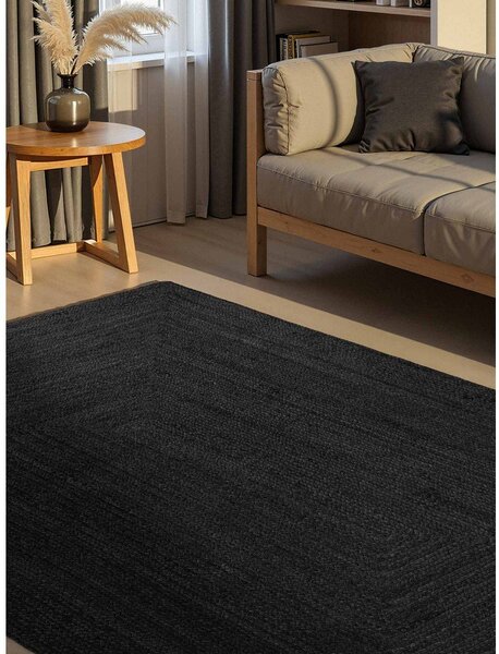 Черен двустранен/ръчно изработен ютен килим 60x90 cm Juno – Hanse Home