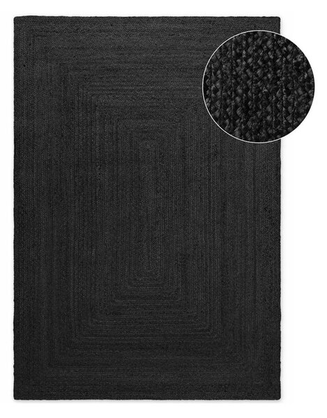 Черен двустранен/ръчно изработен ютен килим 60x90 cm Juno – Hanse Home