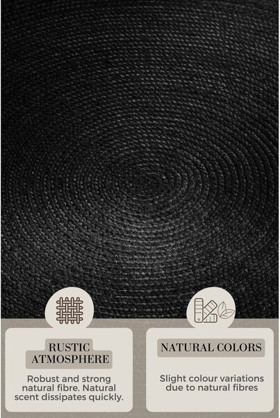 Черен двустранен/ръчно изработен ютен кръгъл килим ø 200 cm Braided – Hanse Home