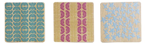 Подложки DKD Home Decor Africa Бамбук (10 x 10 x 1 cm) (6 pcs)