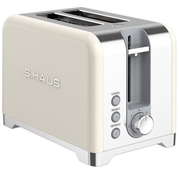 Тостер за хляб Swiss Haus SH-TO2020, 900W, 7 нива на изпичане, Размразяване, Претопляне, Отказ, Звуков сигнал, Кремав