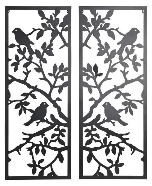 Декорация за стена DKD Home Decor (2 Части) Метал Птици Shabby Chic (35 x 1,3 x 91 cm)