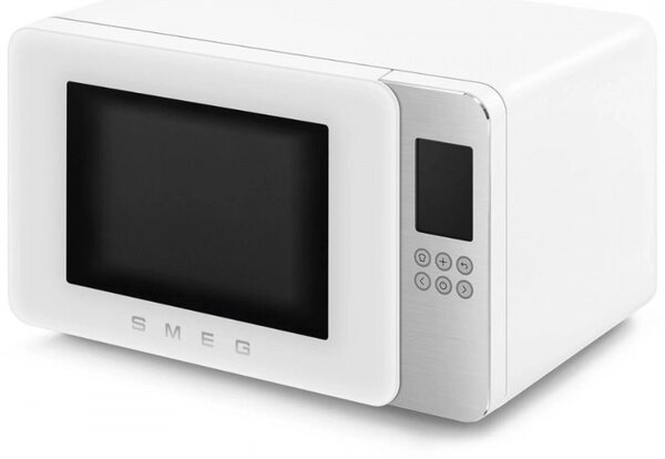 Микровълнова фурна с грил 4в1 SMEG Collezione MOC01WHMEU, 1900W, 29 л, 18 програми, Плавно затваряне, Звуков сигнал, LCD, Бял мат