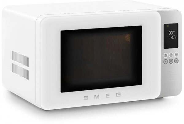 Микровълнова фурна с грил 4в1 SMEG Collezione MOC01WHMEU, 1900W, 29 л, 18 програми, Плавно затваряне, Звуков сигнал, LCD, Бял мат