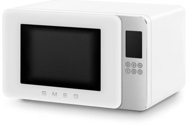 Микровълнова фурна с грил 4в1 SMEG Collezione MOC01WHMEU, 1900W, 29 л, 18 програми, Плавно затваряне, Звуков сигнал, LCD, Бял мат