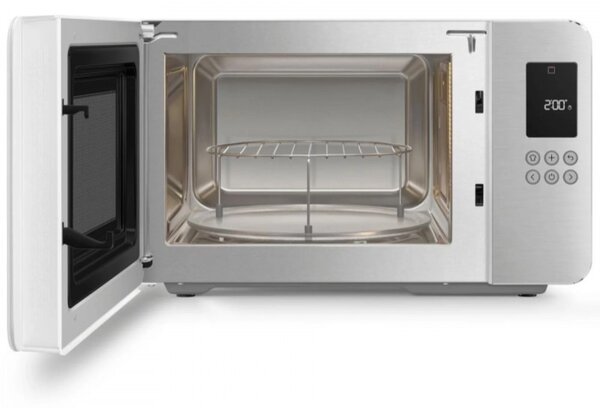 Микровълнова фурна с грил 4в1 SMEG Collezione MOC01WHMEU, 1900W, 29 л, 18 програми, Плавно затваряне, Звуков сигнал, LCD, Бял мат