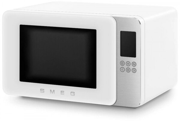 Микровълнова фурна с грил 4в1 SMEG Collezione MOC01WHMEU, 1900W, 29 л, 18 програми, Плавно затваряне, Звуков сигнал, LCD, Бял мат