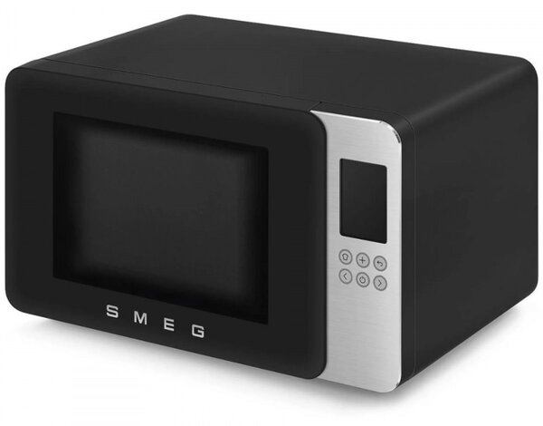 Микровълнова фурна с грил 4в1 SMEG Collezione MOC01BLMEU, 1900W, 29 л, 18 програми, Плавно затваряне, Звуков сигнал, LCD, Черен мат