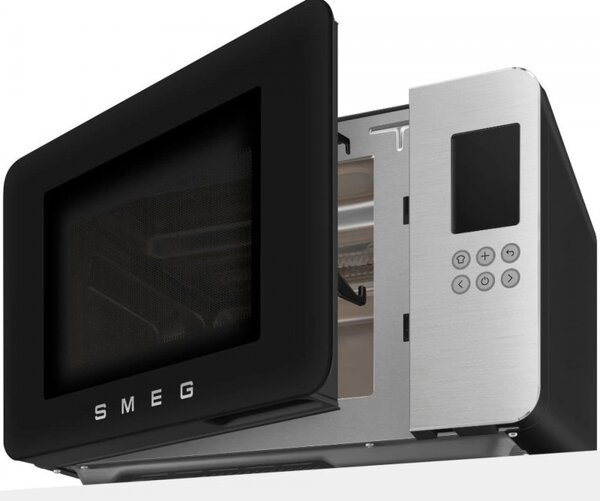 Микровълнова фурна с грил 4в1 SMEG Collezione MOC01BLMEU, 1900W, 29 л, 18 програми, Плавно затваряне, Звуков сигнал, LCD, Черен мат