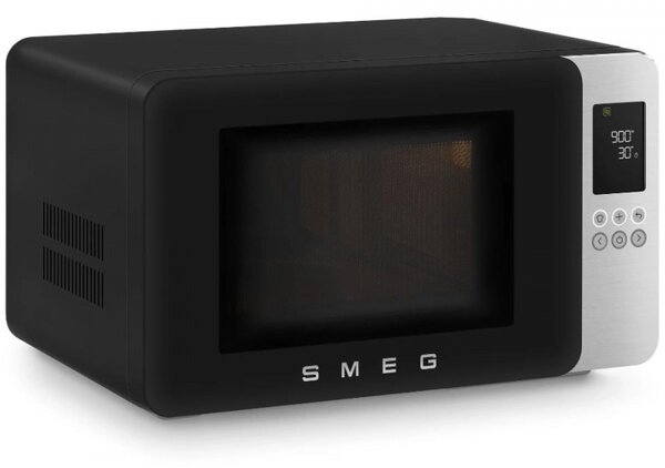 Микровълнова фурна с грил 4в1 SMEG Collezione MOC01BLMEU, 1900W, 29 л, 18 програми, Плавно затваряне, Звуков сигнал, LCD, Черен мат