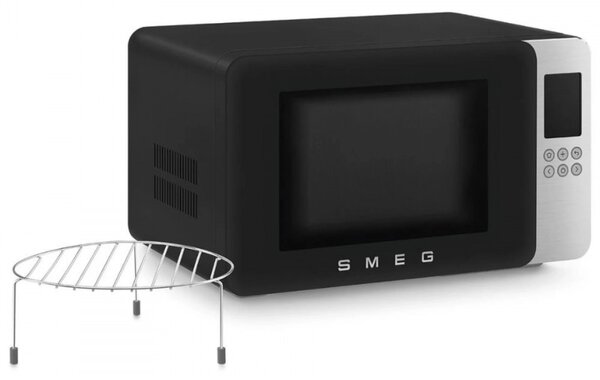 Микровълнова фурна с грил 4в1 SMEG Collezione MOC01BLMEU, 1900W, 29 л, 18 програми, Плавно затваряне, Звуков сигнал, LCD, Черен мат