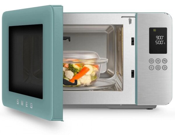 Микровълнова фурна с грил 4в1 SMEG Collezione MOC01EGMEU, 1900W, 29 л, 18 програми, Плавно затваряне, Звуков сигнал, LCD, Зелен